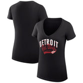 Detroit Red Wings G-III 4Her by Carl Banks Women's Super-Slim Fit Lightweight Filigree Logo V-Neck T-Shirt – Black - NHL T-shirts