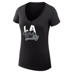 Los Angeles Kings G-III 4Her by Carl Banks Women's Super-Slim Fit Lightweight Filigree Logo V-Neck T-Shirt – Black - NHL T-shirts