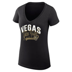 Vegas Golden Knights G-III 4Her by Carl Banks Women's Super-Slim Fit Lightweight Filigree Logo V-Neck T-Shirt – Black - NHL T-shirts