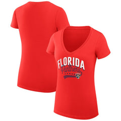Florida Panthers G-III 4Her by Carl Banks Women's Super-Slim Fit Lightweight Filigree Logo V-Neck T-Shirt – Red - NHL T-shirts