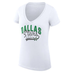 Dallas Stars G-III 4Her by Carl Banks Women's Super-Slim Fit Lightweight Filigree Logo V-Neck T-Shirt – White - NHL T-shirts