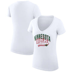 Minnesota Wild G-III 4Her by Carl Banks Women's Super-Slim Fit Lightweight Filigree Logo V-Neck T-Shirt – White - NHL T-shirts