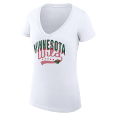 Minnesota Wild G-III 4Her by Carl Banks Women's Super-Slim Fit Lightweight Filigree Logo V-Neck T-Shirt – White - NHL T-shirts