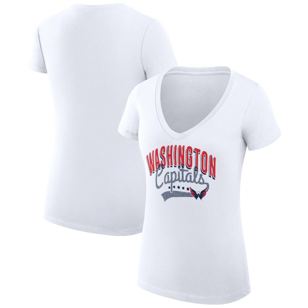 Washington Capitals G-III 4Her by Carl Banks Women's Super-Slim Fit Lightweight Filigree Logo V-Neck T-Shirt – White - NHL T-shirts