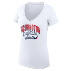 Washington Capitals G-III 4Her by Carl Banks Women's Super-Slim Fit Lightweight Filigree Logo V-Neck T-Shirt – White - NHL T-shirts