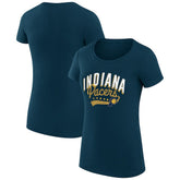 Indiana Pacers G-III 4Her by Carl Banks Women's Super-Slim Fit Lightweight Filigree Logo T-Shirt - Navy sale | NBA