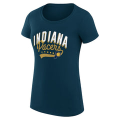 Indiana Pacers G-III 4Her by Carl Banks Women's Super-Slim Fit Lightweight Filigree Logo T-Shirt - Navy sale | NBA
