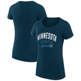 Minnesota Timberwolves G-III 4Her by Carl Banks Women's Super-Slim Fit Lightweight Filigree Logo T-Shirt - Navy on sale | NBA