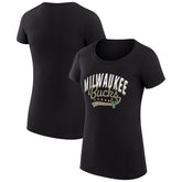 Milwaukee Bucks G-III 4Her by Carl Banks Women's Super-Slim Fit Lightweight Filigree Logo T-Shirt - Black on sale | NBA