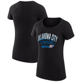 Oklahoma City Thunder G-III 4Her by Carl Banks Women's Super-Slim Fit Lightweight Filigree Logo T-Shirt - Black for sale | NBA