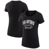 San Antonio Spurs G-III 4Her by Carl Banks Women's Super-Slim Fit Lightweight Filigree Logo T-Shirt - Black on sale | NBA