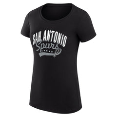 San Antonio Spurs G-III 4Her by Carl Banks Women's Super-Slim Fit Lightweight Filigree Logo T-Shirt - Black on sale | NBA