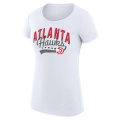 Atlanta Hawks G-III 4Her by Carl Banks Women's Super-Slim Fit Lightweight Filigree Logo T-Shirt - White on sale | NBA