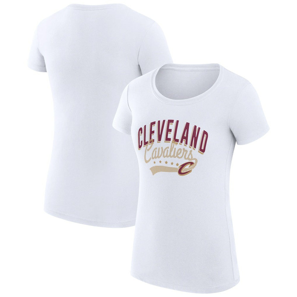 Cleveland Cavaliers G-III 4Her by Carl Banks Women's Super-Slim Fit Lightweight Filigree Logo T-Shirt - White on sale | NBA
