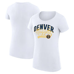 Denver Nuggets G-III 4Her by Carl Banks Women's Super-Slim Fit Lightweight Filigree Logo T-Shirt - White outlet | NBA
