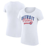 Detroit Pistons G-III 4Her by Carl Banks Women's Super-Slim Fit Lightweight Filigree Logo T-Shirt - White on sale | NBA
