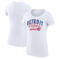 Detroit Pistons G-III 4Her by Carl Banks Women's Super-Slim Fit Lightweight Filigree Logo T-Shirt - White on sale | NBA
