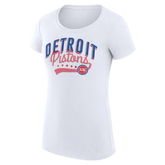 Detroit Pistons G-III 4Her by Carl Banks Women's Super-Slim Fit Lightweight Filigree Logo T-Shirt - White on sale | NBA
