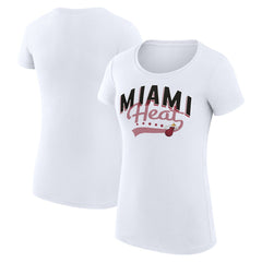 Miami Heat G-III 4Her by Carl Banks Women's Super-Slim Fit Lightweight Filigree Logo T-Shirt - White shop | NBA