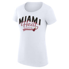 Miami Heat G-III 4Her by Carl Banks Women's Super-Slim Fit Lightweight Filigree Logo T-Shirt - White shop | NBA