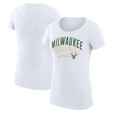 Milwaukee Bucks G-III 4Her by Carl Banks Women's Super-Slim Fit Lightweight Filigree Logo T-Shirt - White outlet | NBA