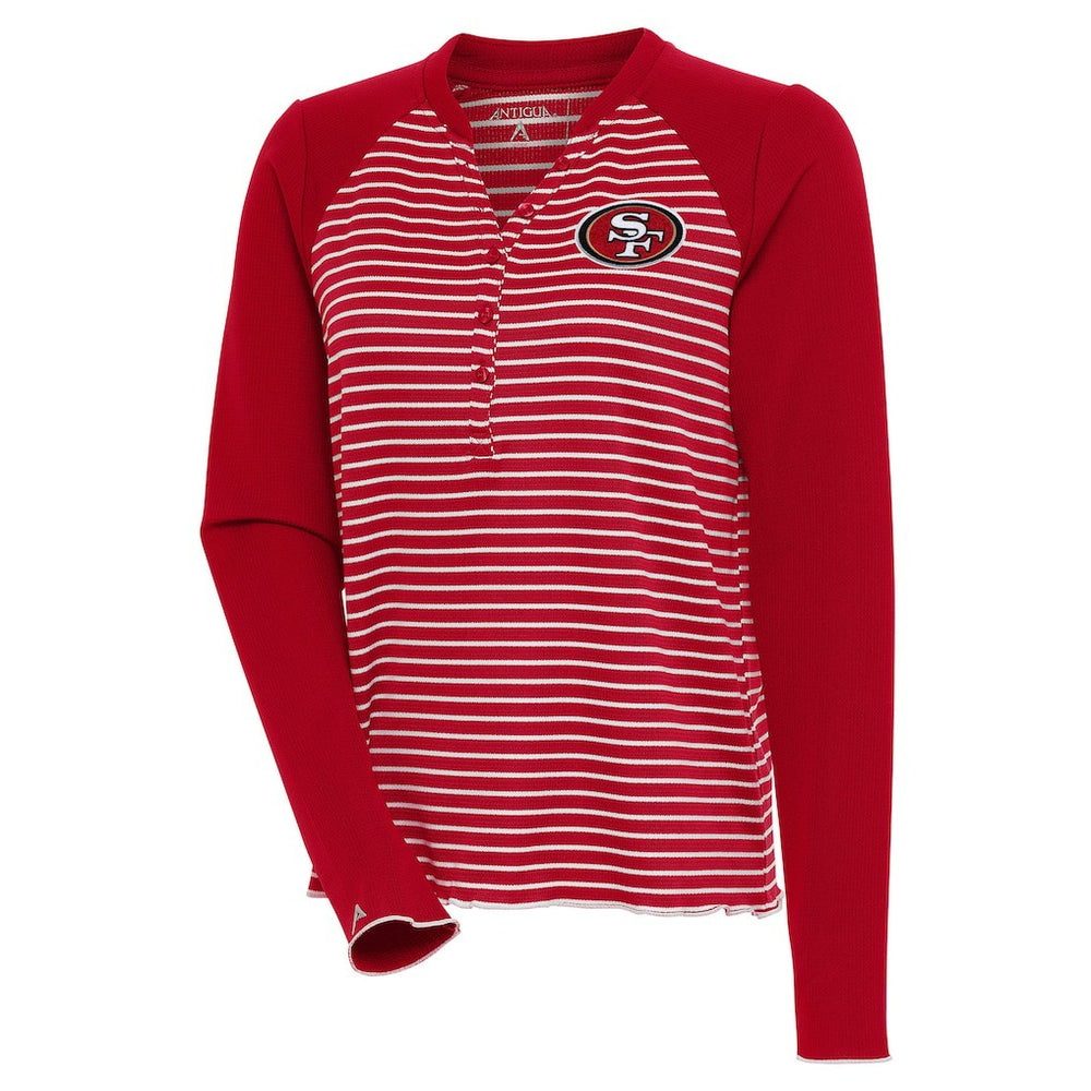 San Francisco 49ers Antigua Women's Maverick Long Sleeve Henley T-Shirt | NFL Near me