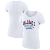 Colorado Avalanche G-III 4Her by Carl Banks Women's Super-Slim Fit Lightweight Filigree Logo T-Shirt – White - NHL T-shirts