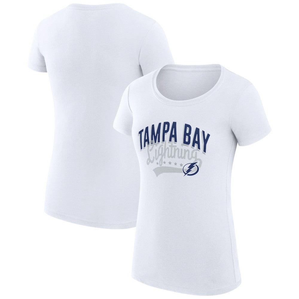 Tampa Bay Lightning G-III 4Her by Carl Banks Women's Super-Slim Fit Lightweight Filigree Logo T-Shirt – White - NHL T-shirts
