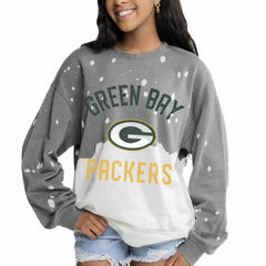 Green Bay Packers Gameday Couture Women's Oversized Coin Toss Faded French Terry Tri-Blend Pullover Sweatshirt | NFL New