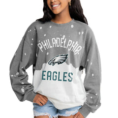 Philadelphia Eagles Gameday Couture Women's Oversized Coin Toss Faded French Terry Tri-Blend Pullover Sweatshirt | NFL Outlet