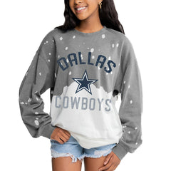 Dallas Cowboys Gameday Couture Women's Oversized Coin Toss Faded French Terry Tri-Blend Pullover Sweatshirt | NFL Online