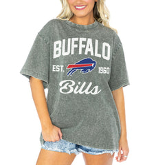 Buffalo Bills Gameday Couture Women's Tackle Titan Boyfriend Washed T-Shirt | NFL Discount