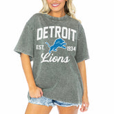 Detroit Lions Gameday Couture Women's Tackle Titan Boyfriend Washed T-Shirt | NFL Discount
