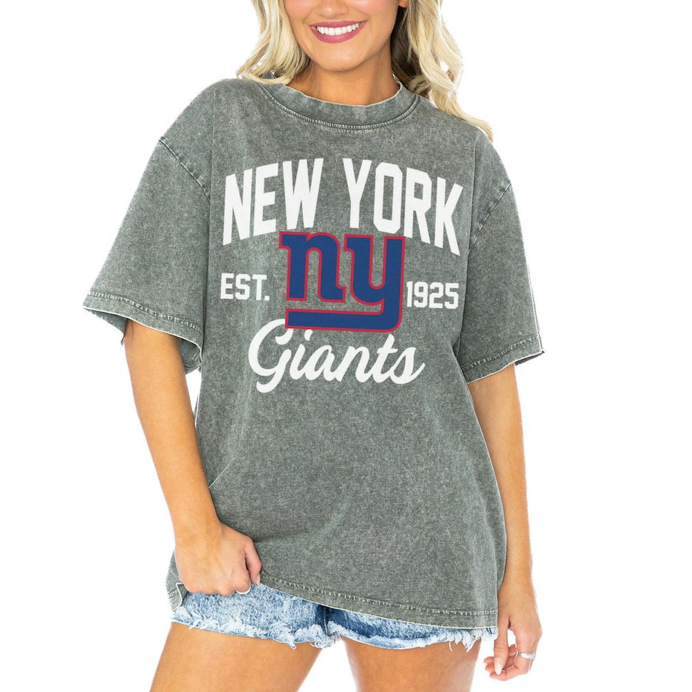 New York Giants Gameday Couture Women's Tackle Titan Boyfriend Washed T-Shirt | NFL Near me