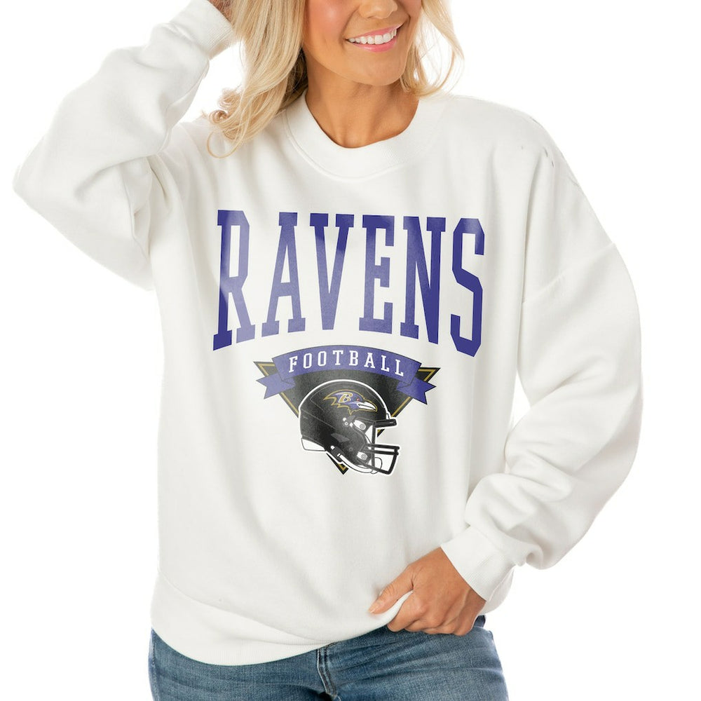 Baltimore Ravens Gameday Couture Women's Oversized Yard Line Tri-Blend Pullover Sweatshirt | NFL New