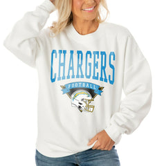 Los Angeles Chargers Gameday Couture Women's Oversized Yard Line Tri-Blend Pullover Sweatshirt | NFL Sale