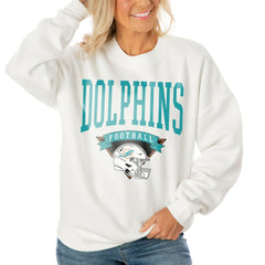 Miami Dolphins Gameday Couture Women's Oversized Yard Line Tri-Blend Pullover Sweatshirt | NFL Discount