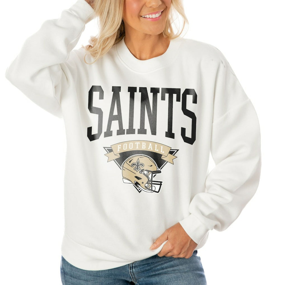 New Orleans Saints Gameday Couture Women's Oversized Yard Line Tri-Blend Pullover Sweatshirt | NFL Near me