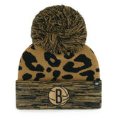 Leopard Brooklyn Nets '47 Women's Rosette Cuffed Knit Hat with Pom | NBA