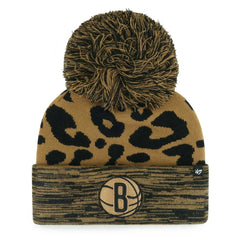 Leopard Brooklyn Nets '47 Women's Rosette Cuffed Knit Hat with Pom | NBA