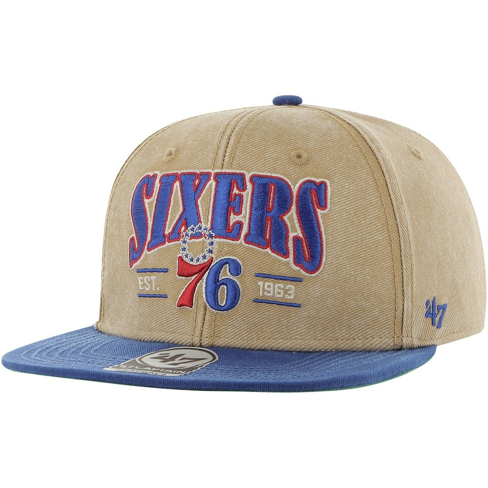 Khaki/Royal Philadelphia 76ers '47 Chilmark Captain Snapback | NBA