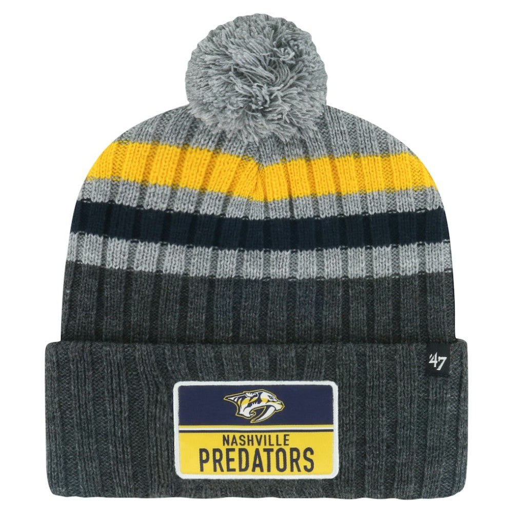 Nashville Predators '47 Stack Patch Cuffed Knit Hat with Pom - NHL Hats