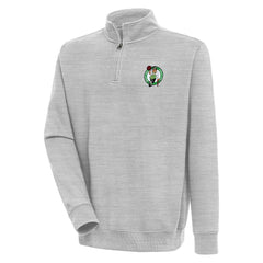 Heather Gray Boston Celtics Antigua Victory Quarter-Zip Pullover Top | NBA