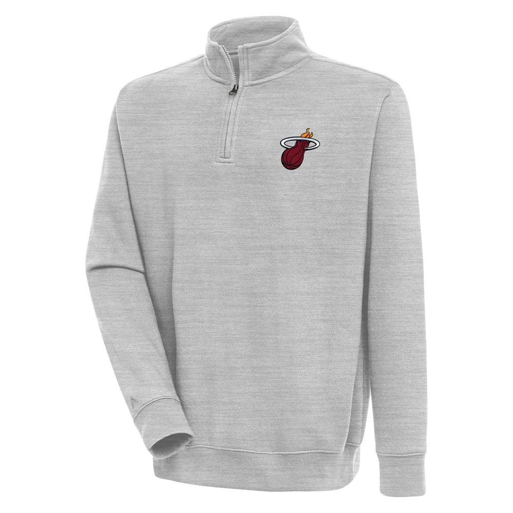Heather Gray Miami Heat Antigua Victory Quarter-Zip Pullover Top | NBA