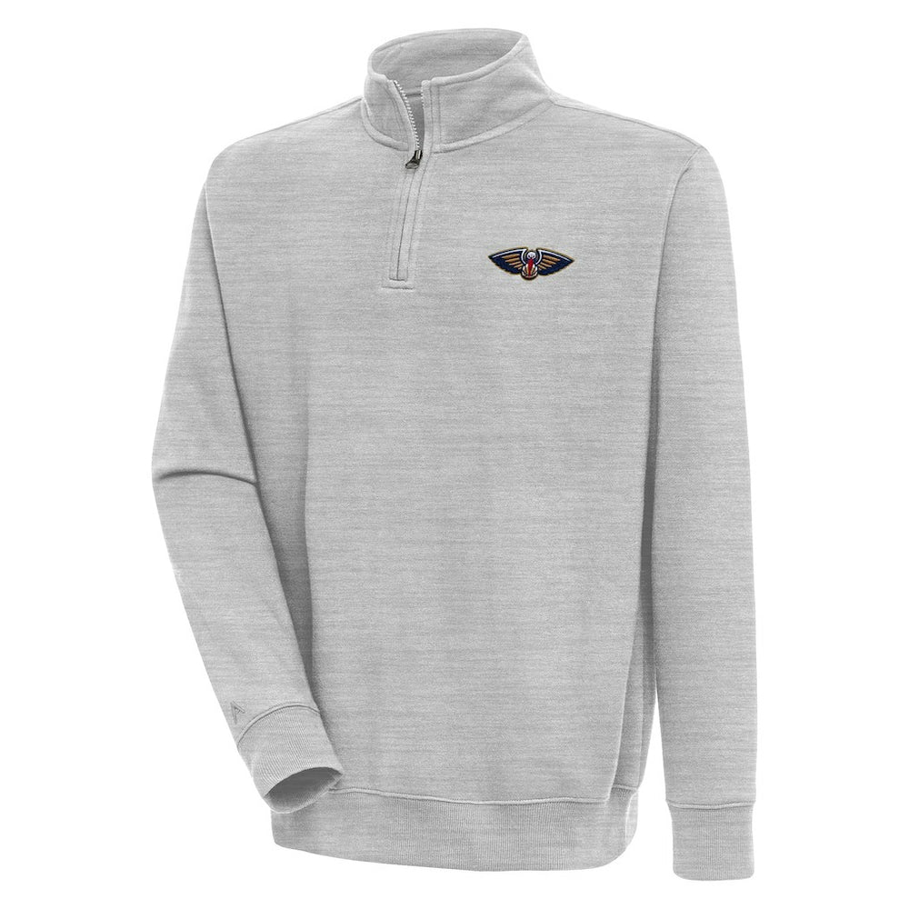 Heather Gray New Orleans Pelicans Antigua Victory Quarter-Zip Pullover Top | NBA