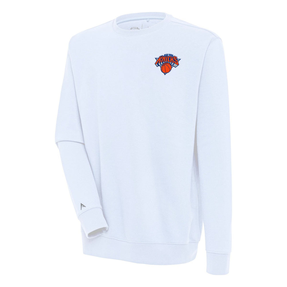 White New York Knicks Antigua Victory Pullover Sweatshirt | NBA