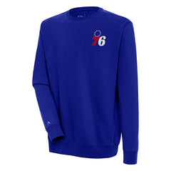 Royal Philadelphia 76ers Antigua Victory Pullover Sweatshirt | NBA