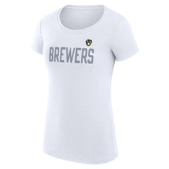 Milwaukee Brewers G-III 4Her by Carl Banks Women's Super-Slim Fit Lightweight Dot Print T-Shirt - MLB T-shirts