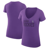 Colorado Rockies G-III 4Her by Carl Banks Women's Super-Slim Fit Lightweight Dot Print V-Neck T-Shirt - MLB T-shirts