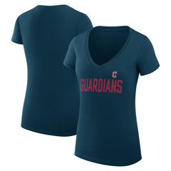 Cleveland Guardians G-III 4Her by Carl Banks Women's Super-Slim Fit Lightweight Dot Print V-Neck T-Shirt - MLB T-shirts